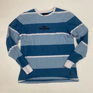 Huf Worldwide Long Sleeve T-Shirt Blue/White Striped Men’s Medium